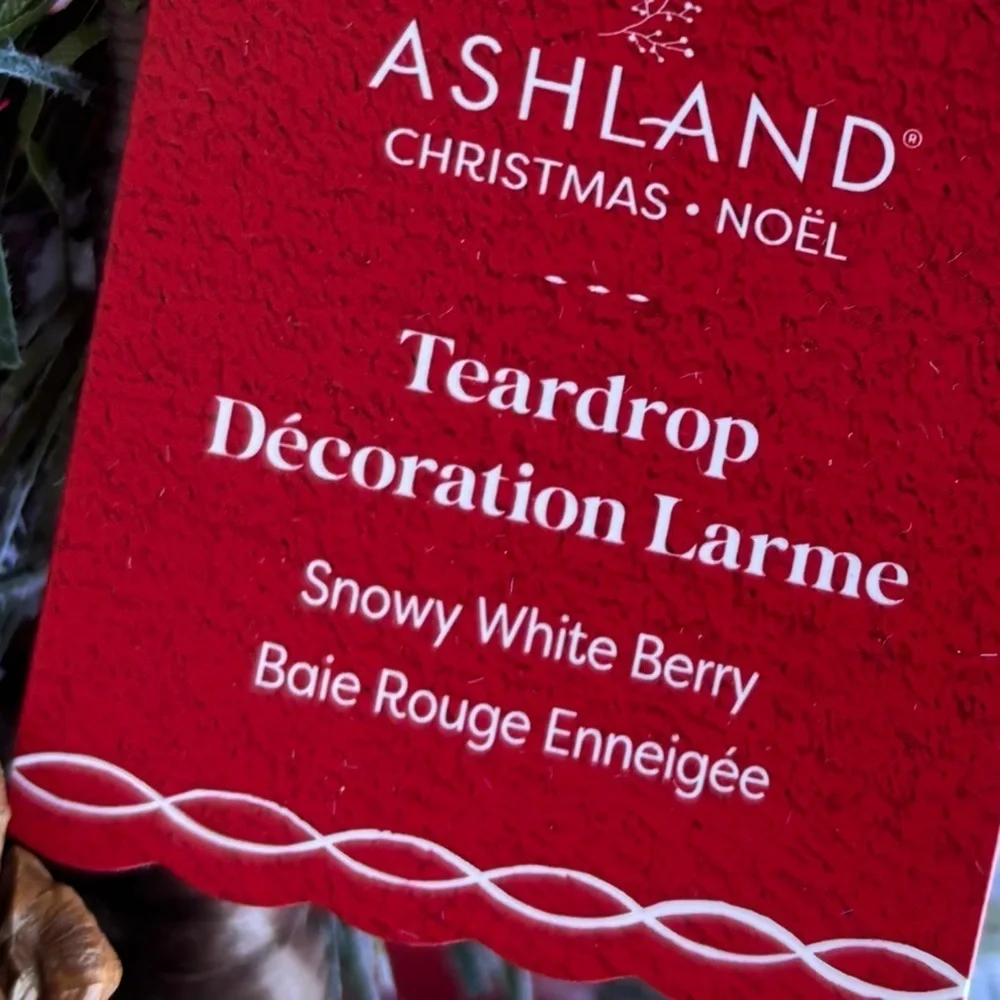 NWT Ashland snowy red berries teardrop Christmas Xmas decor